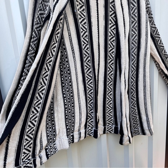 CHAPS DENIM Sweater Black Ivory Long Line Open Front Cardigan Knit Cotton Small - Picture 11 of 12